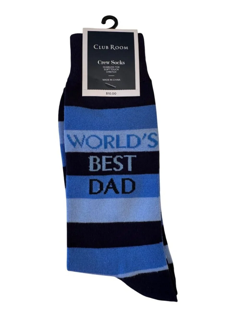 Club Room Crew Socks “ World’s Best Dad” NWT Blue  Father's Day